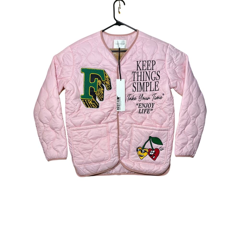 NWT - "Keep Things Simple" Pink Puffer - Oversized Small